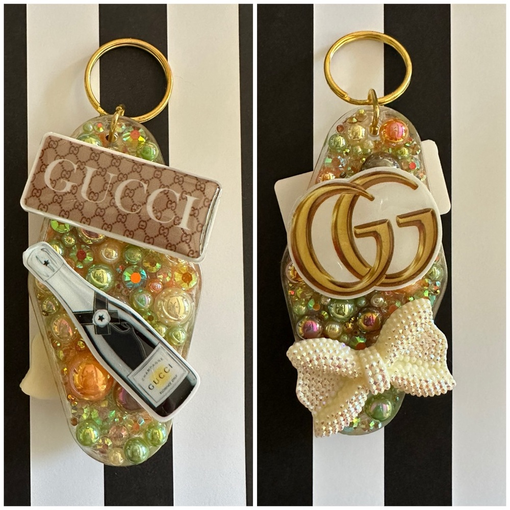 Gold and Brown Key Holder with Pearls